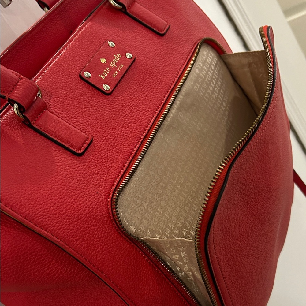 Kate Spade Red Tote Bag EUC - Picture 6 of 15